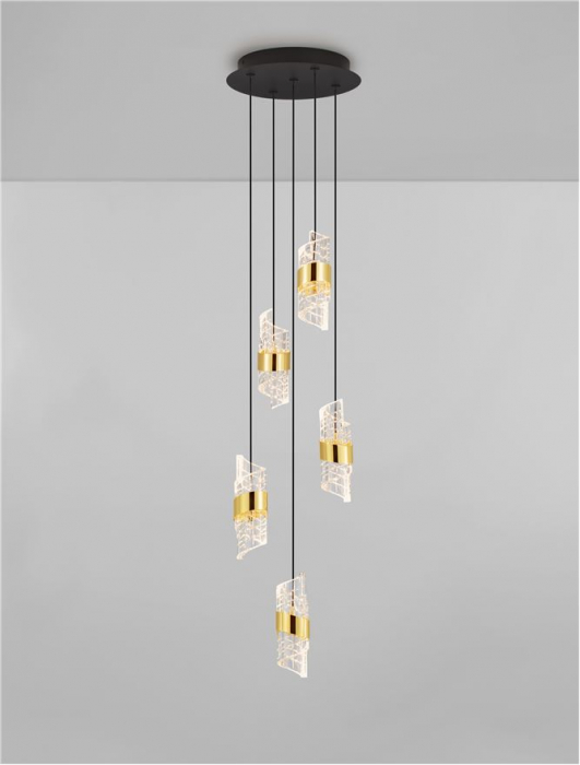 Lustra Nova Luce SENECA 9186939 LED 41W 3000K 3355lm Gold Plating Metal Shade & Clear Acrylic Sandy Black Base  IP20 [4]