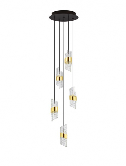 Lustra Nova Luce SENECA 9186939 LED 41W 3000K 3355lm Gold Plating Metal Shade & Clear Acrylic Sandy Black Base  IP20 [2]