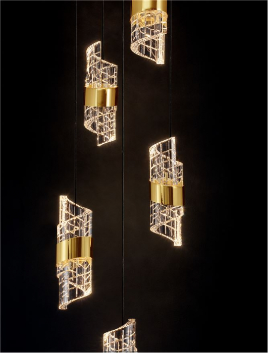 Lustra Nova Luce SENECA 9186939 LED 41W 3000K 3355lm Gold Plating Metal Shade & Clear Acrylic Sandy Black Base  IP20 [7]