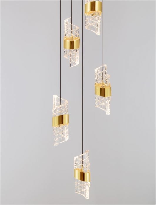 Lustra Nova Luce SENECA 9186939 LED 41W 3000K 3355lm Gold Plating Metal Shade & Clear Acrylic Sandy Black Base  IP20 [5]