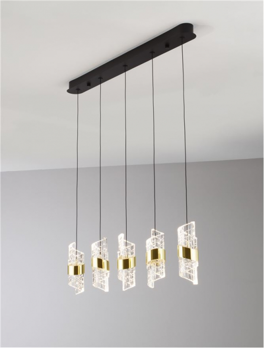 Lustra Nova Luce SENECA 9186940 LED 41W 3000K 3355lm Gold Plating Metal Shade & Clear Acrylic Sandy Black Base  IP20 [9]