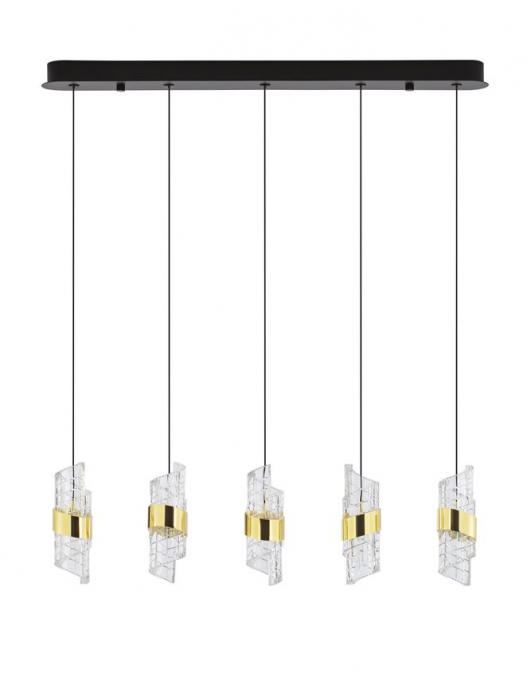 Lustra Nova Luce SENECA 9186940 LED 41W 3000K 3355lm Gold Plating Metal Shade & Clear Acrylic Sandy Black Base  IP20 [2]