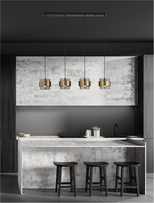 Lustra Nova Luce SIANNA E27 4x12W   Smoky Glass Brass Gold Metal IP20 [2]
