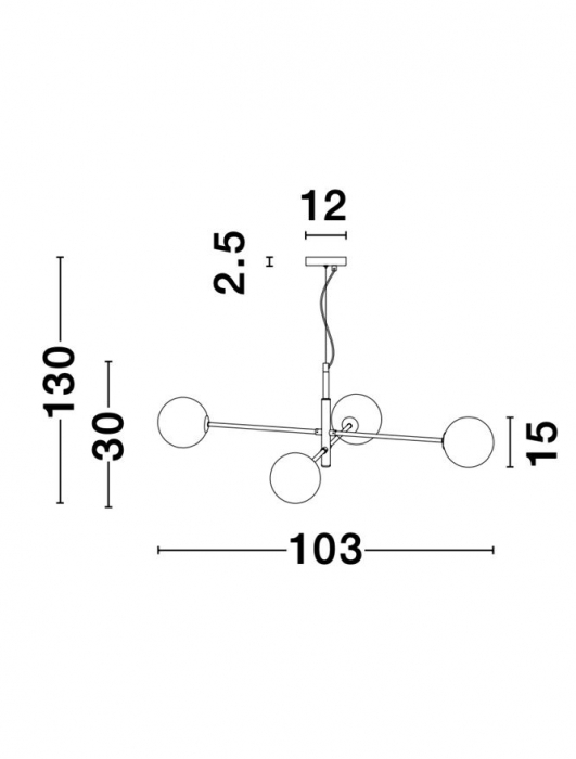 Lustra Nova Luce VITRA G9 4X5W   Satin Gold & Black Metal White Opal Glass IP20 [7]