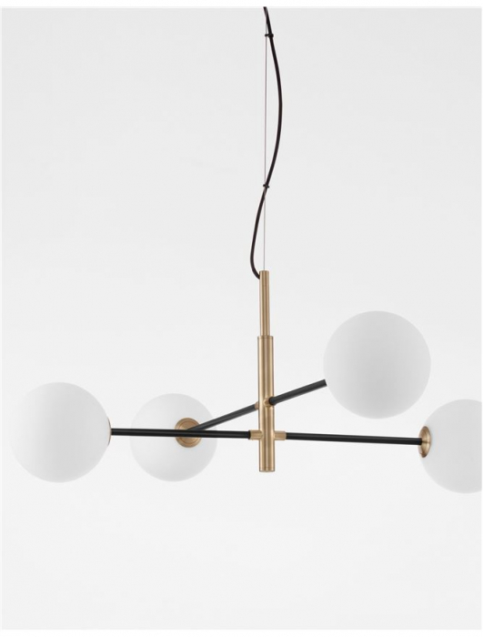 Lustra Nova Luce VITRA G9 4X5W   Satin Gold & Black Metal White Opal Glass IP20 [2]