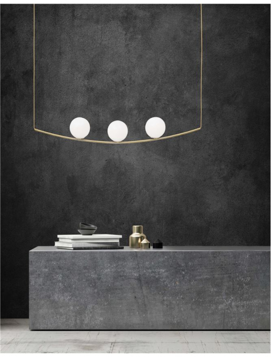 Lustra Nova Luce VITTON E14 3x5W   Brass Metal White Glossy Glass Brass Fabric Cable IP20 [2]