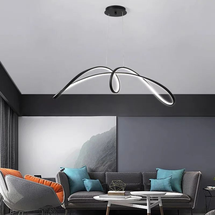 Lustra OEM LED integrat 108W 5000lm CCT (3000K+4000K+6500K) Metal+Acril Black  930 X 360 X 1200mm [2]