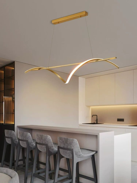 Lustra OEM LED integrat 30W 1750lm CCT (3000K+4000K+6500K) Metal+Acril Gold  L1200 X H1000MM [3]