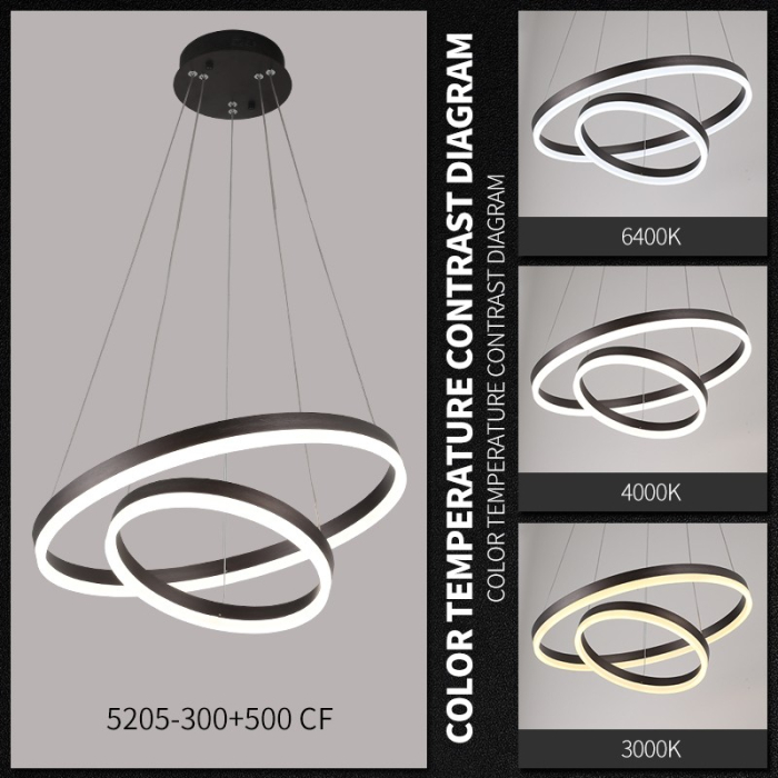Lustra OEM LED integrat 43W CCT (3000K+4000K+6500K) Metal+Acril 500 x 500 x1000mm [2]