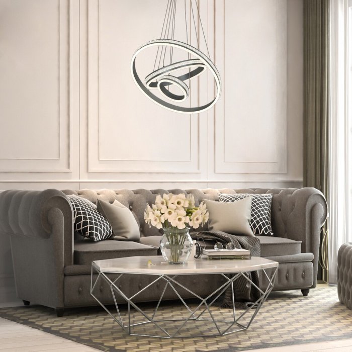 Lustra Rabalux Avalon LED 75W 4730lm 4000K metal acril aluminiu șlefuit alb IP20 [10]