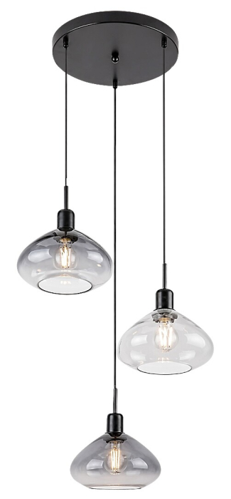 Lustra Rabalux Dvora E27 3x MAX 40W  metal sticlă negru mat IP20 [1]