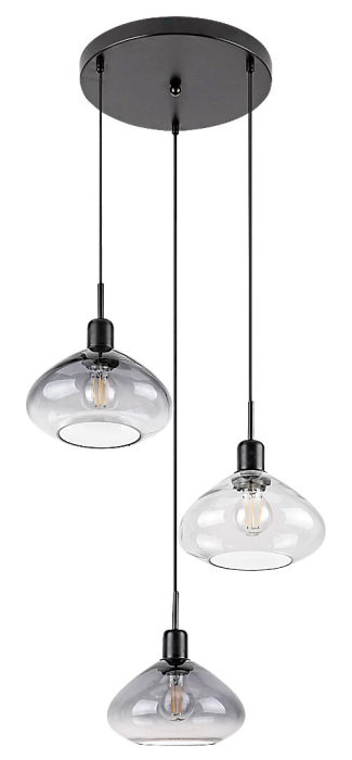 Lustra Rabalux Dvora E27 3x MAX 40W  metal sticlă negru mat IP20 [2]