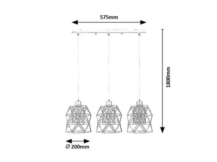 Lustra Rabalux Emrys E27 E27 3x MAX 40W   metal mat black stil industrial 230V, 50Hz IP20 72113 [4]