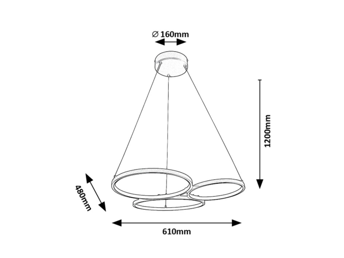 Lustra Rabalux Formand LED 38W 1100lm 3000 metal black stil modern 230V, 50Hz IP20 72297 [5]