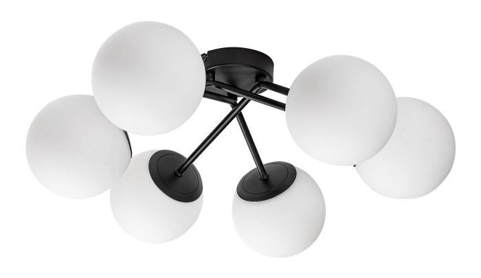 Lustra Rabalux Meduza E14 6x MAX 20W  metal sticlă negru mat IP20 [2]