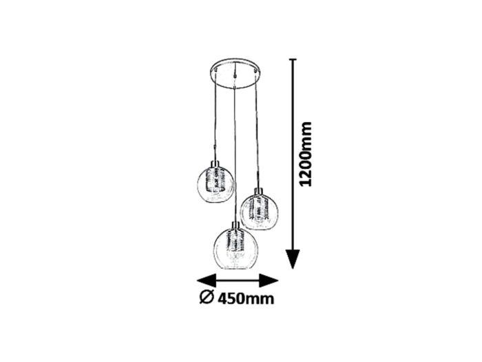 Lustra Rabalux Philana E27 3x MAX 60W  metal sticlă auriu IP20 [2]