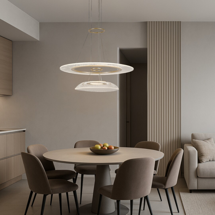 Lustra Rabalux Zofrael LED 36W 2400lm 3000K metal acril auriu transparent IP20 [10]