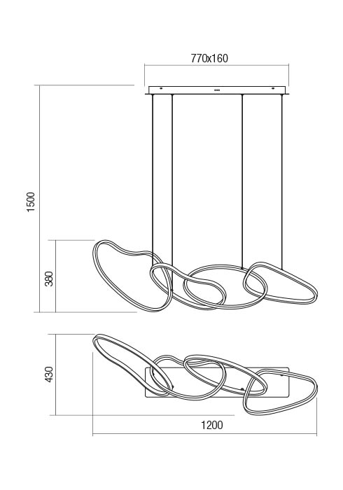 Lustra Redo BIAS 01-3390 Negru LED 90W 7183lm CCT 3000K/4500K/6500K IP20 [2]