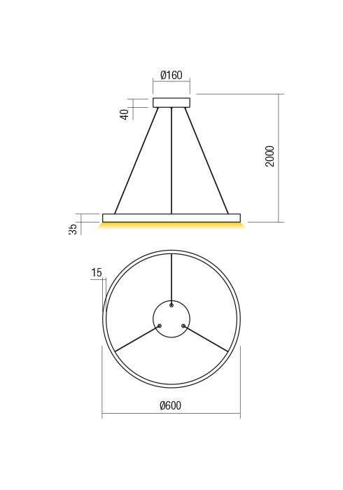 Suspensie REDO FEBE 01-2867 LED SAND BLACK 37W 2092 lm 3000K IP20 [2]