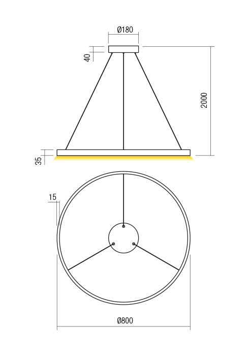 Suspensie REDO FEBE 01-2872 LED MAT GOLD 50W 3400 lm 4000K IP20 [2]