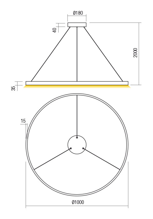 Suspensie REDO FEBE 01-2878 LED MAT GOLD 62W 4216 lm 4000K IP20 [2]