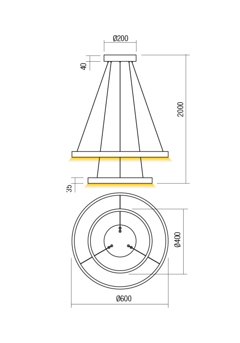 Suspensie REDO FEBE 01-2890 LED MAT GOLD 62W 4216 lm 4000K IP20 [2]