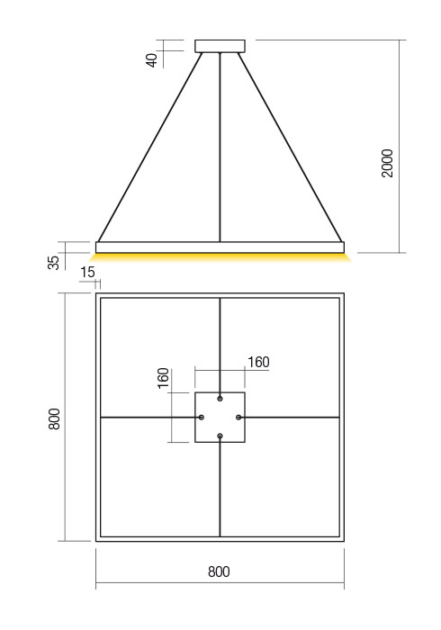 Suspensie REDO FEBE 01-2908 LED MAT GOLD 50W 3400 lm 4000K IP20 [2]