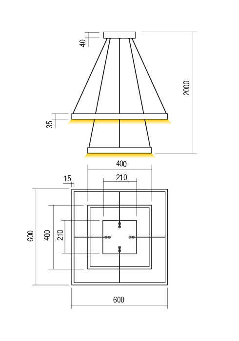 Suspensie REDO FEBE 01-2913 LED MAT GOLD 75W 4875 lm 3000K IP20 [2]