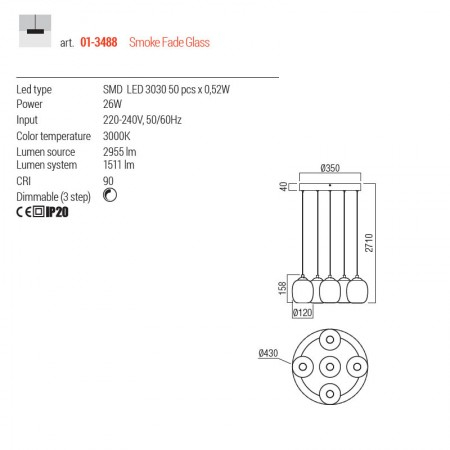 Lustra Redo Khadi, negru mat, LED, 26W, 1511 lumeni, alb cald 3000K, D.35 cm, 01-3488 [2]