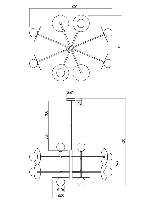 Suspensie REDO PLATO 01-2735 G9 GOLD 8 x max.10W   IP20 [2]