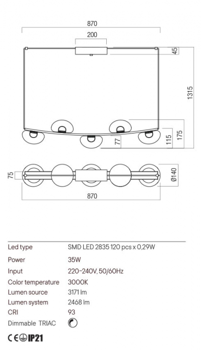 Lustra Redo Sinclair 01-3244 Metal Negru mat LED 35W 3000K 2468 lm Dimabil Triac IP20 [2]