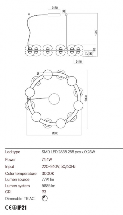 Lustra Redo Sinclair 01-3310 Metal Negru mat LED 74.4W 3000K 5885 lm Dimabil Triac IP20 [2]