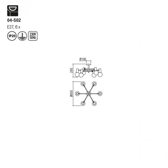 Lustra Smarter Dekra, negru mat, 6XE27, 04-502 [2]