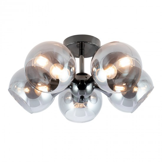 Lustra Smarter Satel, negru, sticla fumurie, 5XE14, D.47 cm, 01-2655 [1]