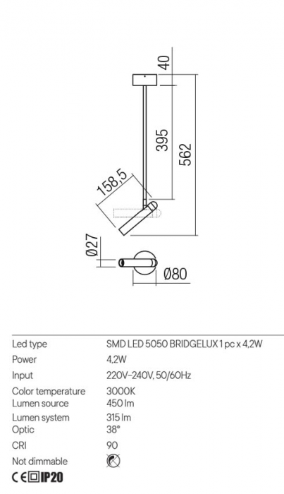 Miniproiector orientabil Redo FERRO 01-3459 Alb mat LED 4W 450lm 3000K IP20 [2]