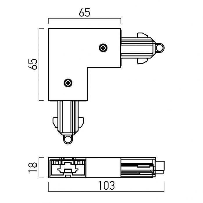 MT1007 MWH Conector L dreapta sina cu un circuit alb compatibil cu sina MT1001 MWH si MT1002 MWH [2]