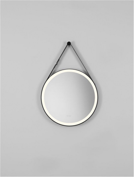 Oglinda Nova Luce REMS 9006025 Sandy Black Steel & Mirror Glass & Black Strap LED 29W 701lm 4000K IP44 [4]