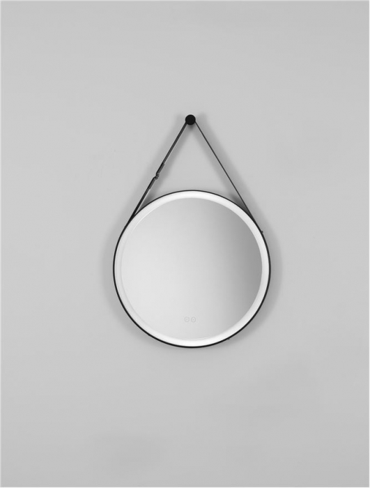 Oglinda Nova Luce REMS 9006025 Sandy Black Steel & Mirror Glass & Black Strap LED 29W 701lm 4000K IP44 [3]