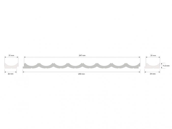 Panou riflat Polimer Rigid Polyforce Mardom Lumio WP002 2700x247x11.5mm alb vopsibil [8]