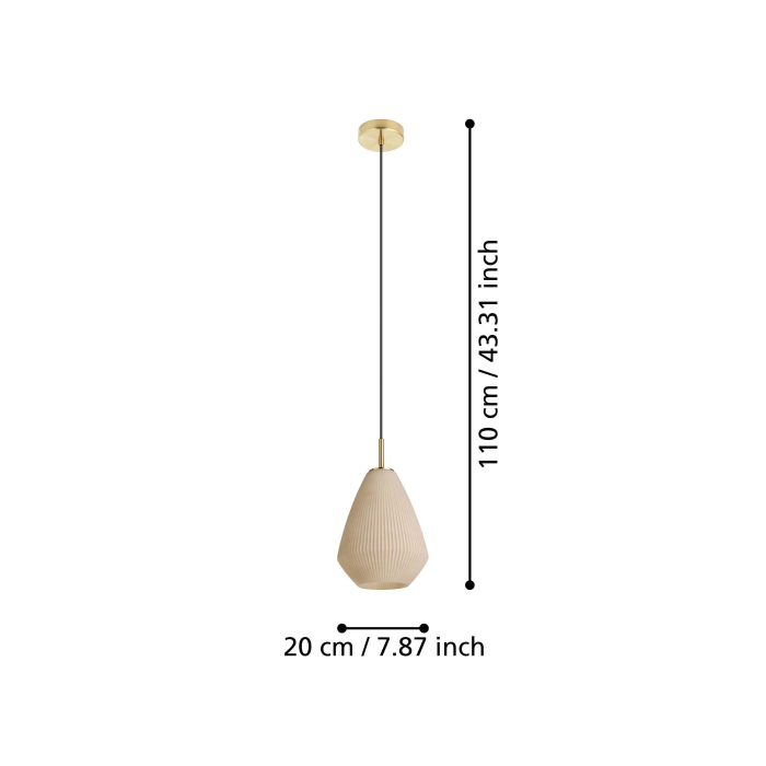 Pendul EGLO Caprarola 900812 E27 1X40W 220-240V,50/60Hz H 1100mm x Ø200mm otel alama periata sticla satinata sandy IP20 [5]