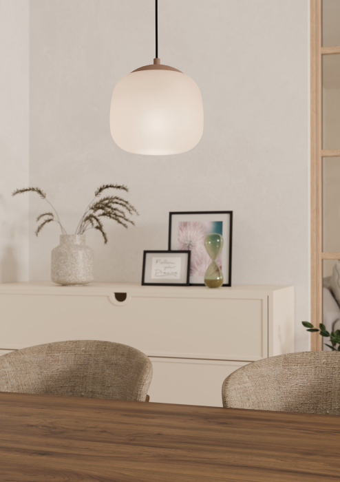 Pendul EGLO Cominio 900893 E27 1X40W 220-240V,50/60Hz H 1100mm x Ø185mm otel taupe sticla gravata sandy IP20 [6]