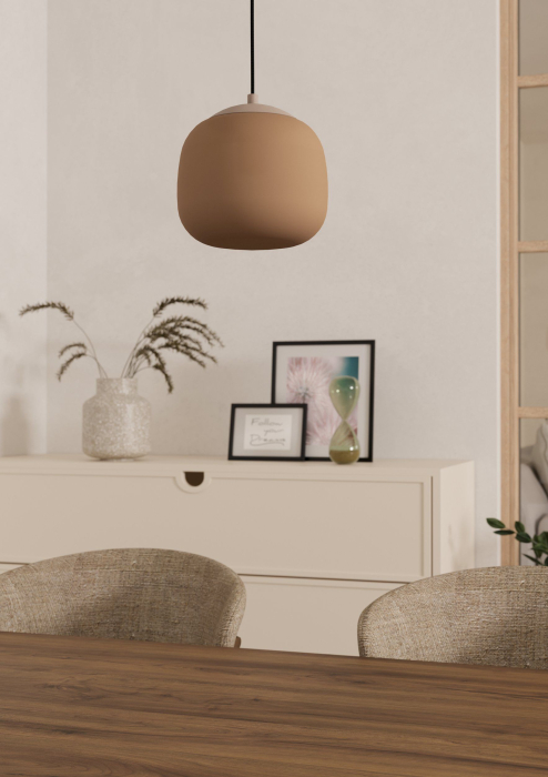 Pendul EGLO Cominio 900893 E27 1X40W 220-240V,50/60Hz H 1100mm x Ø185mm otel taupe sticla gravata sandy IP20 [2]