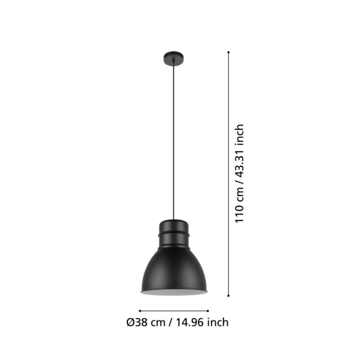 Pendul EGLO Ebury 43621 E27 1X60W 220-240V,50/60Hz H 1100mm x Ø380mm otel negru/alb  IP20 [3]