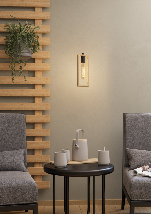 Pendul EGLO Littleton 44051 E27 1X40W 220-240V,50/60Hz L 110mm x l 100mm x H 1100mm otel negru lemn maro IP20 [2]