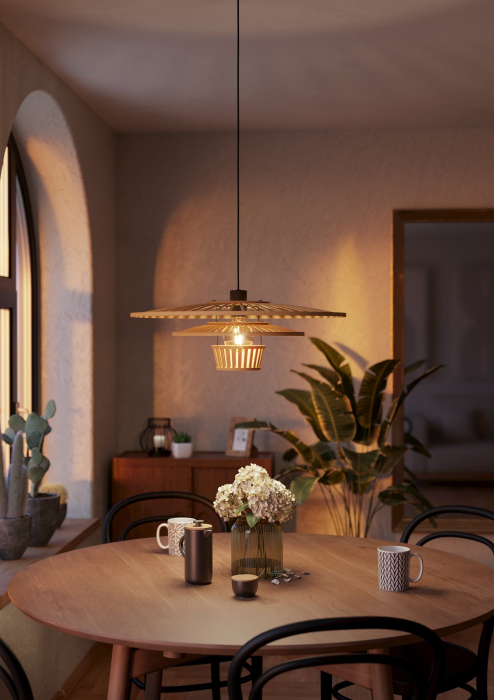 Pendul EGLO Lydney 44012 E27 1X40W 220-240V,50/60Hz H 1100mm x Ø570mm otel negru lemn maro IP20 [6]