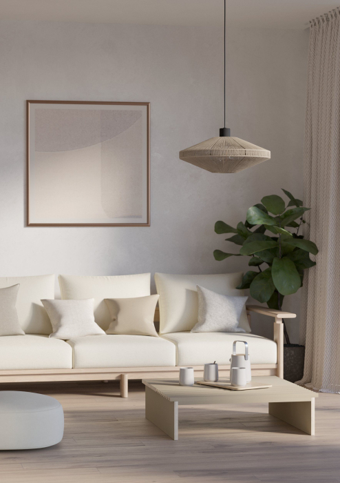 Pendul EGLO Midsumer 43999 E27 1X40W 220-240V,50/60Hz H 1100mm x Ø380mm otel negru tesatura crem IP20 [2]