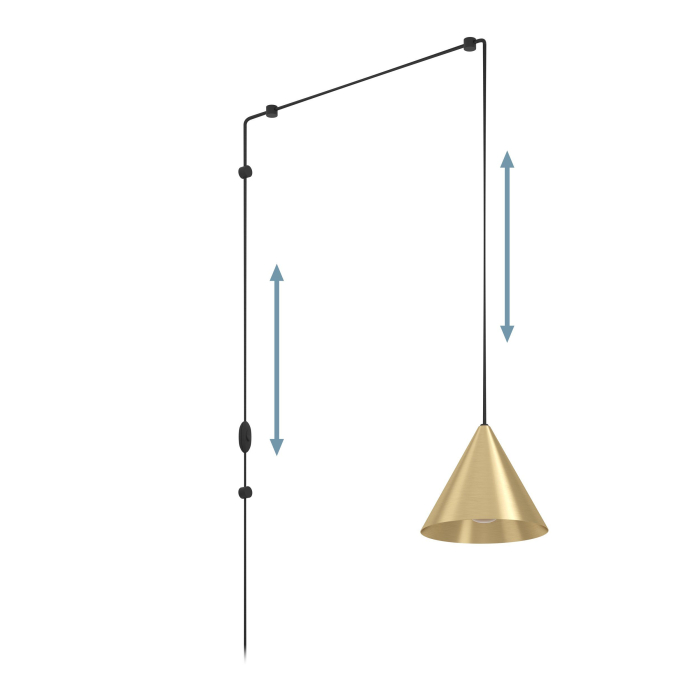 Pendul EGLO Narices 900975 E27 1X40W 220-240V,50/60Hz L 180mm x H 1420mm otel negru/alama periata  IP20 [5]