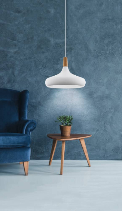 Pendul EGLO Sabinar 901179 E27 1X40W 220-240V,50/60Hz H 1100mm x Ø400mm otel alb lemn maro IP20 [2]