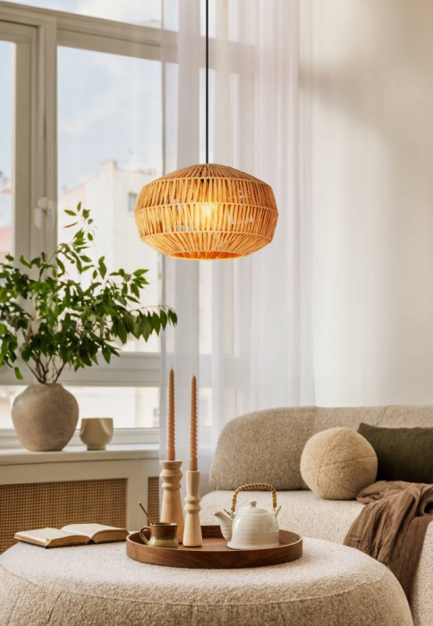 Pendul EGLO Sheldon 44143 E27 1X40W 220-240V,50/60Hz H 1100mm x Ø380mm otel negru hartie natur IP20 [3]