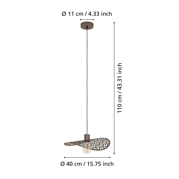 Pendul EGLO Swaby 44124 E27 1X60W 220-240V,50/60Hz H 1100mm x Ø400mm otel bronz  IP20 [4]